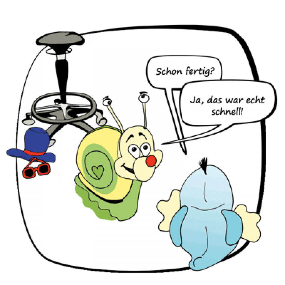 Rudi Rennschnecke ist überrascht, wie schnell Fotografieren geht.